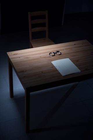 Desk in interrogation room